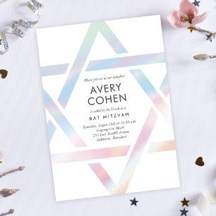 Convites Bat Mitzvah Holográfico Moderno