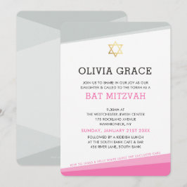 Convites BAT MITZVAH INVITE ângulos modernos simples, cor-d