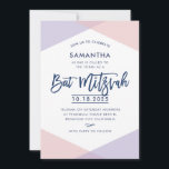Convites BAT MITZVAH INVITE Púrpura rosa pálido, com letra<br><div class="desc">por kat massard >> kat@simplysweetPAPERIE.com <<< Um super legal e moderno design de convite para o BAT MITZVAH TIP do seu filho: 1. Para alterar/mover gráficos e fontes e adicionar mais texto - pressione o botão "personalizar". - - - - - - - - - - - - - -...</div>