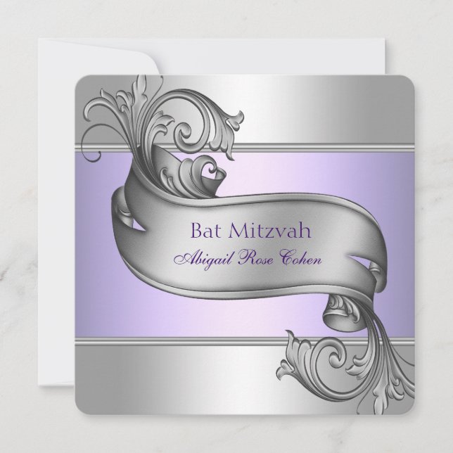 Convites Bat Mitzvah Lavanda Roxa (Frente)