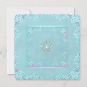 Convites Bat Mitzvah Lavanda Roxa e Azul Turquesa