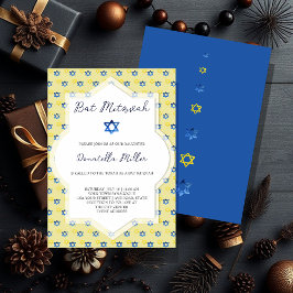 Convites Bat Mitzvah Modern Art Watercolor Star De David