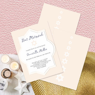 Convites Bat Mitzvah Modern Blush Star De David