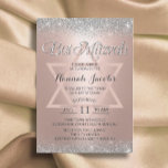 Convites Bat Mitzvah Modern Rosa Dourado e Silver Glitter<br><div class="desc">Bat Mitzvah Modern Rosa,  Dourada,  Convites à Leve Prateada.</div>