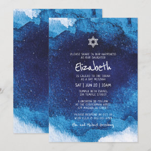 Convites Bat Mitzvah Modern Tipografia Azul
