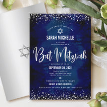 Bat Mitzvah Moderno Azul Marinho Glitter Prata Fol
