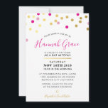 Convites BAT MITZVAH moderno confetti spots dourados cor-de<br><div class="desc">por kat massard >> WWW.SIMPLYSWEETPAPERIE.COM << CONTACT ME para texto personalizado ou para adicionar quaisquer linhas em Hebraico Ame o design, mas gostaria de ver algumas mudanças - outro esquema de cores, produto, adicionar uma foto ou adaptado para uma ocasião diferente - sem preocupações me contate - estou feliz em...</div>