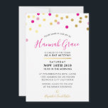 Convites BAT MITZVAH moderno confetti spots dourados cor-de<br><div class="desc">por kat massard >> WWW.SIMPLYSWEETPAPERIE.COM << CONTACT ME para texto personalizado ou para adicionar quaisquer linhas em Hebraico Ame o design, mas gostaria de ver algumas mudanças - outro esquema de cores, produto, adicionar uma foto ou adaptado para uma ocasião diferente - sem preocupações me contate - estou feliz em...</div>