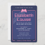 Convites BAT MITZVAH moderno controla os jogos a azul marin<br><div class="desc">por kat massard >> WWW.SIMPLYSWEETPAPERIE.COM << - - - - - - - - - - - - - - - - - - - - - - - - - O design perfeito para um BAR "Jogar Pensado" ou para a celebração BAT MITZVAH Ame o design, mas gostaria de...</div>