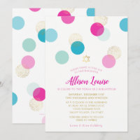 BAT MITZVAH na moda confetti spot gold hortelã ros