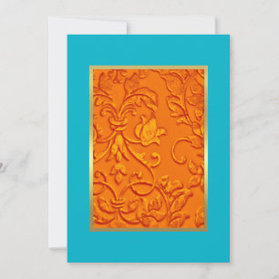 Convites Bat Mitzvah Orange Damask com Qualquer Cor