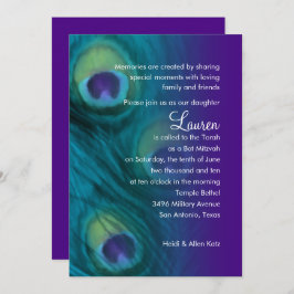 Convites Bat Mitzvah Peacock Fantasy Set 1110