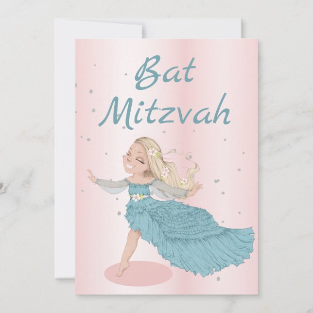 Convites Bat Mitzvah Pink Blue Silver (Verso)