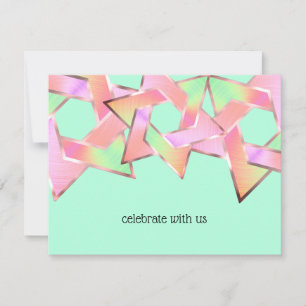 Convites Bat Mitzvah Pink Peach Estrela Verde de David