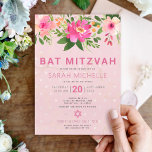 Convites Bat Mitzvah Pink Watercolor Floral Moderno Simples<br><div class="desc">Tenha orgulho, alegria e mostre este marco do seu Bat Mitzvah favorito com este sofisticado e personalizado convite! Uma aquarela floral chica, espantosa, cor rosa e pêssego com rosa empoeirado, o tipo sans moderno ensan sobrepõe um fundo cor-de-rosa suave e pontos confetti. Personalize o texto personalizado com o nome, a...</div>