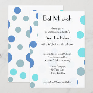 Convites Bat Mitzvah - Pontos Sem Olhos, Pontos - Azul