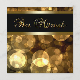 Convites Bat Mitzvah Preto Dourado