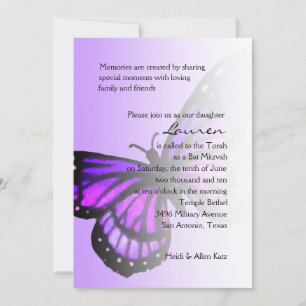 Convites Bat Mitzvah Purple Butterfly Ombre