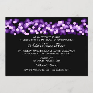 Convites Bat Mitzvah Purple Hollywood Glam