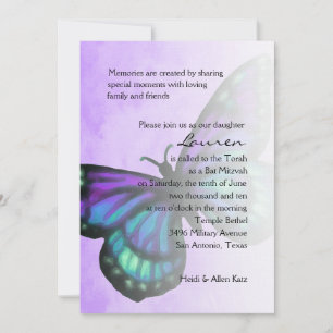 Convites Bat Mitzvah Purple Turquoise Ombre