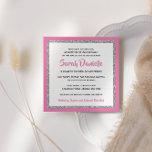 Convites Bat Mitzvah Quente Rosa e Praça Prata<br><div class="desc">Este convite do Bat Mitzvah de tendência apresenta brilho falso cintilante em camadas sobre um fundo de cor sólida. Use o formulário modelo para adicionar suas próprias informações. A Ferramenta Design pode ser usada para alterar o estilo,  a cor e o layout da fonte.</div>