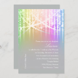 Convites Bat Mitzvah Rainbow Sparkly Lights