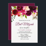 Convites Bat Mitzvah, Rapariga Vermelha Burgundy<br><div class="desc">Bat Mitzvah,  uma coleção de Convitos para a Garota Floral Vermelha Burgundy em Niche e Nest. Boho chic burgundy vermelha aquarela floral Linda mão pintada aquarela ilustração</div>
