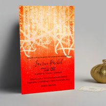 Bat Mitzvah Red Orange Dourado Luzes Esparsas