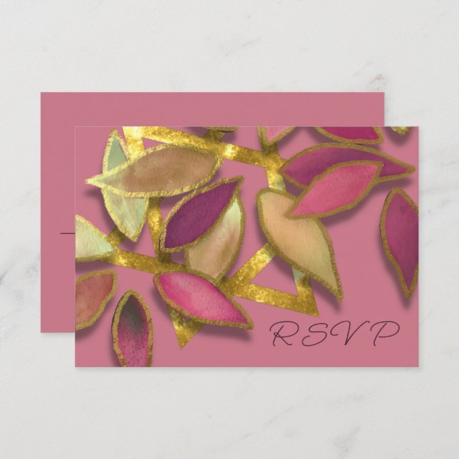 Convites Bat Mitzvah Rosa Burgundy Watercolor Petals Star (Frente/Verso)