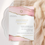 Convites Bat Mitzvah, rosa e Dourada agitação com brilho mo<br><div class="desc">Este design moderno apresenta uma bela fronteira agata e seu texto personalizado. Use o formulário modelo para adicionar seu texto. Os menus avançados de edição,  acessados escolhendo "personalizar ainda mais",  permitirão que você altere as fontes,  as cores e o layout.</div>