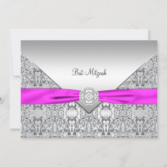 Convites Bat Mitzvah Rosa Quente (Frente)