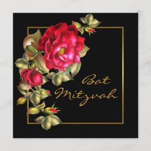 Convites Bat Mitzvah Rosa Vermelha