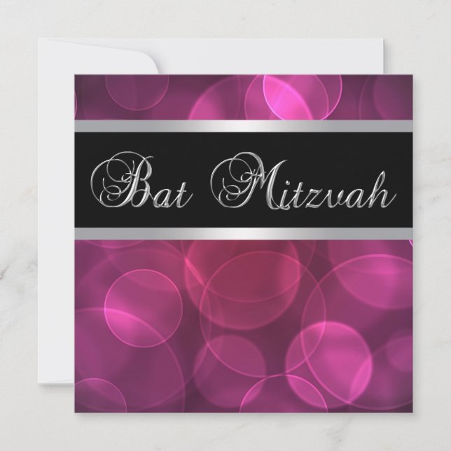 Convites Bat Mitzvah Rosa Vibrante (Frente)