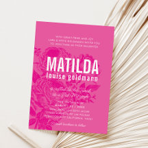 BAT MITZVAH rosas elegantes modernos, cor-de-rosa 