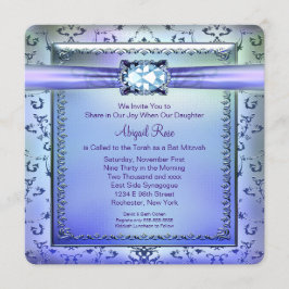 Convites Bat Mitzvah Roxo e Azul Turquesa