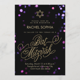 Convites Bat Mitzvah | Roxo Elegante e Dourado