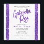 Convites Bat Mitzvah Roxo Texto Mínimo Moderno Moderno<br><div class="desc">Bat Mitzvah, um convite moderno, simples e mínimo para riscas de brilho roxo, com um nome divertido e audacioso para a escrita de pincel de caligrafia e design de tipografia elegante para uma celebração típica de mitzvah. Todos os textos, cores e fontes podem ser editados com a Ferramenta Modelo Design....</div>