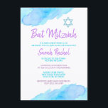 Convites Bat Mitzvah Roxo Turquesa<br><div class="desc">Turquesa Roxo Mitzvah</div>