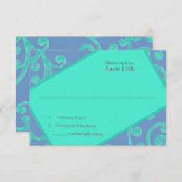 Convites Bat Mitzvah Scroll Pattern Aqua RSVP