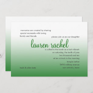 Convites Bat Mitzvah Silver e Gradiente Verde