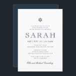 Convites Bat Mitzvah Simple Modern Star de David<br><div class="desc">Composto por uma escrita lúdica e uma tipografia san serif; tudo contra um pano de fundo branco. Este foi projetado por materiais de terceiros selecionados,  exclusivos para o Zazzle. Disponível aqui: http://www.zazzle.com/store/selectpartysupplies</div>