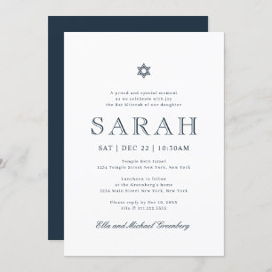 Convites Bat Mitzvah Simple Modern Star de David