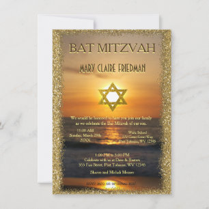 Convites Bat Mitzvah Sol Ouro e areia