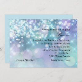 Convites Bat Mitzvah Sparkle Luz Azul e Roxo