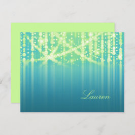 Convites Bat Mitzvah Teal Blue Verde limão Luzes brilhantes