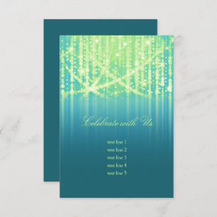 Convites Bat Mitzvah Teal Blue Verde limão Luzes brilhantes
