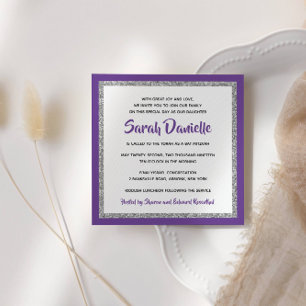 Convites Bat Mitzvah, Teal e prata