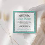 Convites Bat Mitzvah Teal e prata<br><div class="desc">Este convite do Bat Mitzvah de tendência apresenta brilho falso cintilante em camadas sobre um fundo de cor sólida. Use o formulário modelo para adicionar suas próprias informações. A Ferramenta Design pode ser usada para alterar o estilo,  a cor e o layout da fonte.</div>