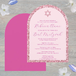 Convites Bat Mitzvah, Tradicional Elegante, Arca Rosa Glam