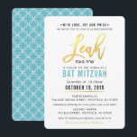 Convites BAT MITZVAH turquesa de ouro azul LEAH<br><div class="desc">pelo kat massard >> kat@simplysweetPAPERIE.com <<< design de convite de tendência para o BAR/BAT MITZVAH do seu filho como modelo é simples adicionar seus próprios detalhes ou clicar no botão personalizar e você pode adicionar ou alterar texto, fontes, tamanhos etc DICA: 1. Para alterar/mover gráficos / alterar a cor de...</div>